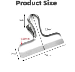 Sluitklemmen Roestvrij Staal - Keukenclips Zakclips - Voedsel Vers Houden - Sterke Veerelasticiteit - 8 stuks 76 mm - Zilver — thumbnail 4