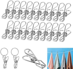 Dailygoods- Wasknijpers 100 Stuks - Sleutelringen - Roestvrij Staal — thumbnail 1