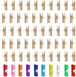 Houten Clips met Spelden - Fotoclips Decoratie Clips - Foto's Ophangen - Combinatie Clip en Speld - 60 stuks — thumbnail 1