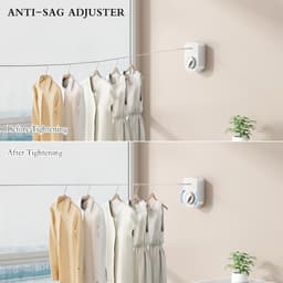 Tolvia Waslijn Uittrekbaar - Waslijndraad 4.2 Meter - Uittrekbare & Automatische Roldrooglijn - Intrekbare waslijn met muurbevestiging - Wit — thumbnail 3
