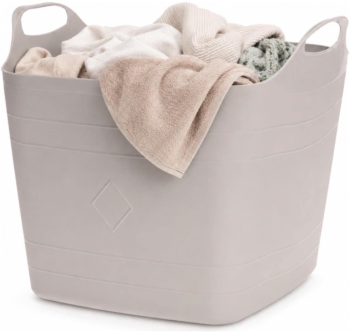 Excellent Houseware Flexibele emmer - beige - 15 liter - kunststof - vierkant - 37 x 30 cm — afbeelding 1