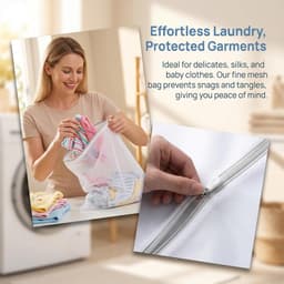 Wasnet voor Wasmachine, 30 X 40 cm Stabiele Waszak met Netritssluiting, Fijnmazige Wasnet Met Verborgen Ritssluiting, Kleding Te Voorkomen, voor Jeans, Blouse, Babykleding, Beschermt Kleding — thumbnail 3