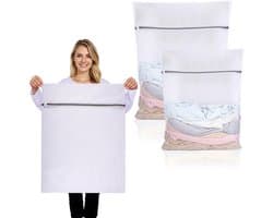 Wasnet, groot, herbruikbaar wasnet voor wasmachine, grote waszak, wasmachine met ritssluiting, voor overhemden, truien, mantels en broeken (XL 50 x 60 cm, XXL, 60 x 80 cm)
