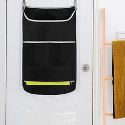 SnelShoppen - Waszak om op te hangen 78 x 48 cm | Opvouwbare Laundry Bag Waszak voor Deur met 2 Roestvrijstalen Haken en 2 Zuignappen - Zwart voor Bad — thumbnail 3