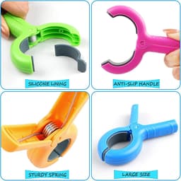 Thijox - 8 Meerkleurige Strandhanddoekklemmen - Duurzame Kunststof Wasknijpers met Antislip Siliconen Pads - Windschermclip voor Ligstoel en Strand — thumbnail 2