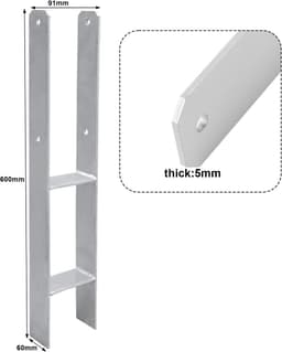 H-paalanker - Paaldrager Grondanker - Houtbouw Projecten - Stabiele Constructie - 600 mm Lengte - Metaal — thumbnail 5