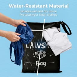 SnelShoppen - Travel Set (Grijs-Zwart, Medium) - Waterdichte Waszak voor Vuile Kleding, Vouwbare Nat Zak voor Sport, Zwemmen, Kamperen en Vakantie, Ge — thumbnail 2