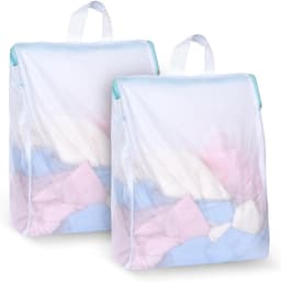 SnelShoppen - 2 Stuks Wasnet Klein 30 x 40 cm Wit met Ritssluiting en Handgrepen - Herbruikbare Waszak voor Fijnwasgoed, Ondergoed, Beha's en Babykled — thumbnail 1