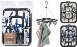 Storage Solutions Droogcarrousel / droogmolen - 2x - grijs / blauw - met 18 knijpers - 24 x 31 cm - kunststof — thumbnail 2
