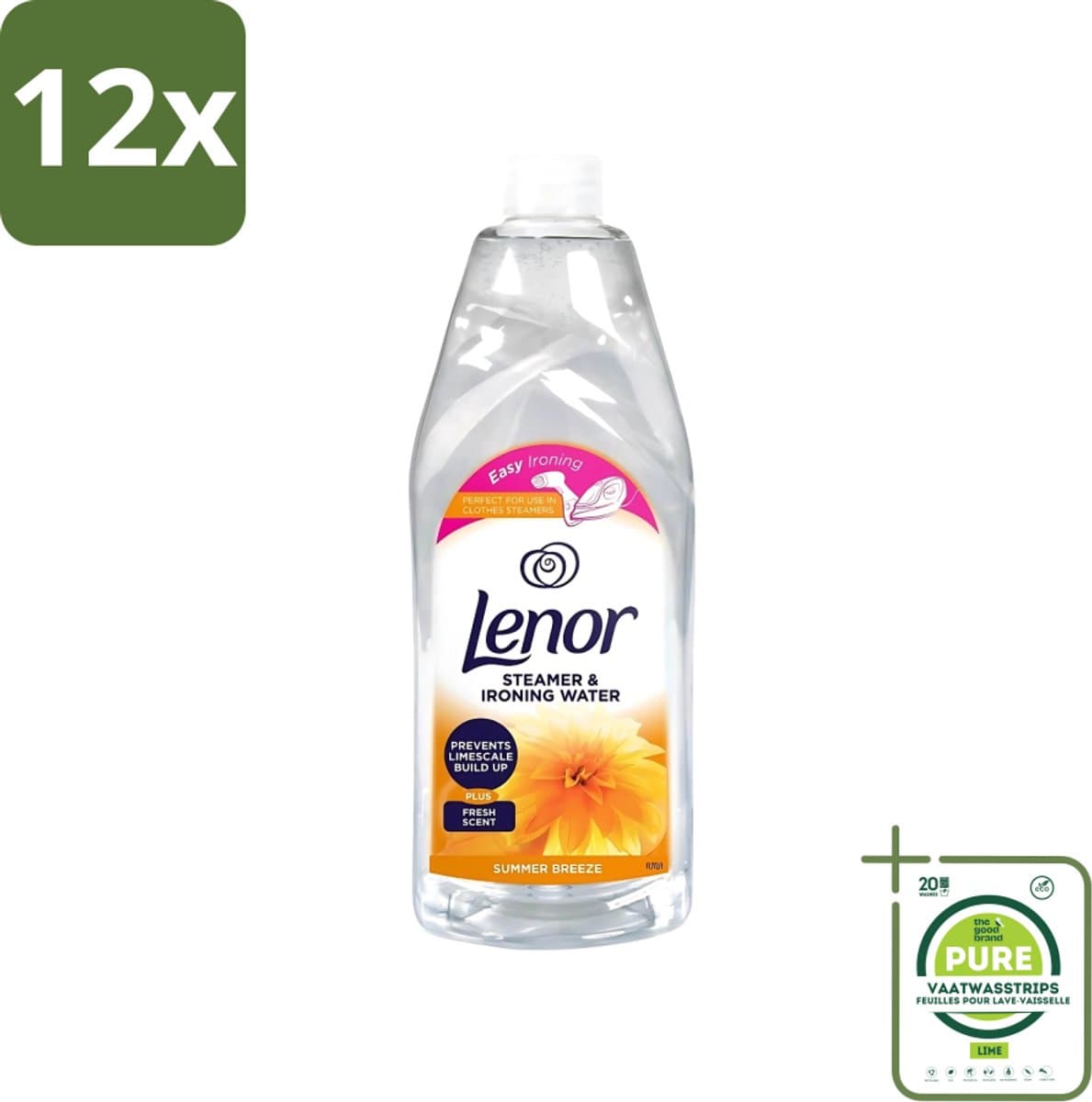 Lenor Strijkwater Summer Breeze 1 liter - Voordeelverpakking - 12 stuks - Strijkwater Summer Breeze - Zomerse geur — afbeelding 1