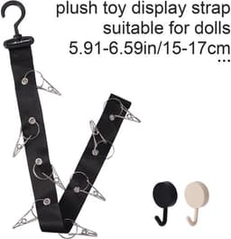 Poppen Organizer 66 cm - Hangende Knuffeldierketting - 8 Metalen Clips - 2 Extra Haken - Stof/Plastic - Voor Organiseren Speelgoed - Knuffelorganizer — thumbnail 2