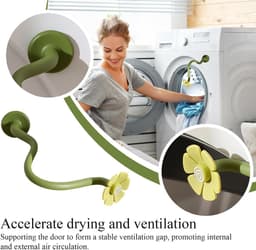 Magnetische Deurstopper - Wasmachine Deurhouder - Ventilatie Wasmachine - Bloemenontwerp Antislip - 9.5 x 4.5 x 16 cm - Groen Blauw — thumbnail 5