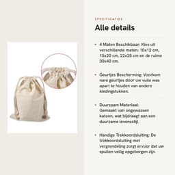 Waszak Groot - Waszakken voor Wasgoed - Opbergtas - Opbergbak - Opbergzakken Kleding - Milieuvriendelijk Katoen - 30 x 40 cm - Opbergzak — thumbnail 2