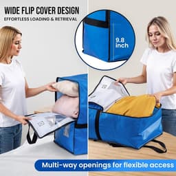Verticale Verhuiszakken met Sterke Handvatten en Ritsen - Ideaal voor Kledingopslag, Waszakken en Reizen (Blauw, 2 Stuks) — thumbnail 4
