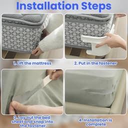 SnelShoppen - 4 Stuks Bedlakens Bevestigingsclips met Sluitstrips, Robuuste Bedlakens Klemmen, Open Hoek Ondersteuningsbanden voor Alle Matrasbescherm — thumbnail 3