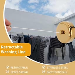 SnelShoppen - Retractable Wasdroger, Uitschuifbare Kledinglijn RVS Wandgemonteerd, 2.8 Meter, Goud, Ideaal voor Thuis en Camping — thumbnail 4