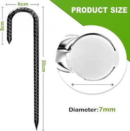Grondanker haringen - Zwart - 30 cm - Verzinkt Staal - Voor Tenten en Trampolines — thumbnail 5