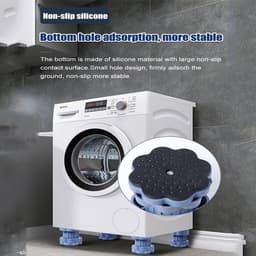 Verstelbare Beugelbasis - Apparaatvoetjes Wasmachine - Apparaten Verhoging - Antislip Schokabsorptie - 7 x 7 x 9 cm - Grijs — thumbnail 2