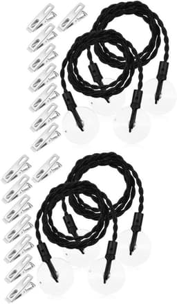 Kledinglijn Set - Reis Waslijn - Kleding Drogen - Inclusief Clips - 4 Stuks - Zwart Zilver — thumbnail 1