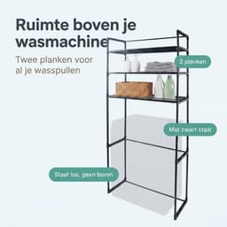 Cheqo® Opbergrek voor boven Wasmachine - Wasmachine Ombouw Rek - Wasmachine Rek - Wasrek - Badkamerrek - Toiletrek - Opbergrek boven Toilet - Wasruimte Organizer - Wasmachine Organizer - Wasmachinekast - Opbergrek Wasmiddel - Wasmachine Meubel — thumbnail 2
