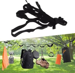 Reiswaslijn - Draagbare lijn - Kleding drogen - Intrekbaar en winddicht - Rekbaar - Zwart — thumbnail 1