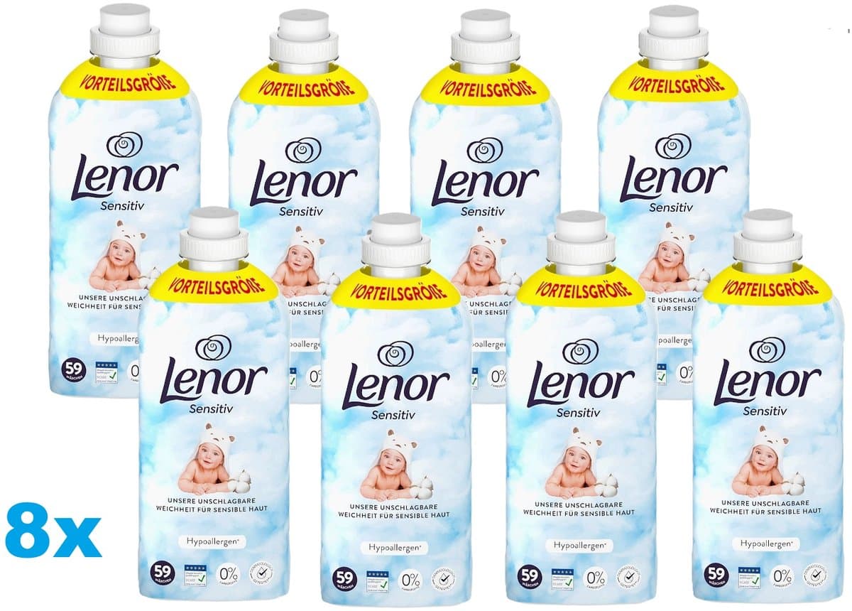 Lenor Sensitive Wasverzachter – 8 x 59 Wasbeurten – Hypoallergeen – 8 Stuks — afbeelding 1