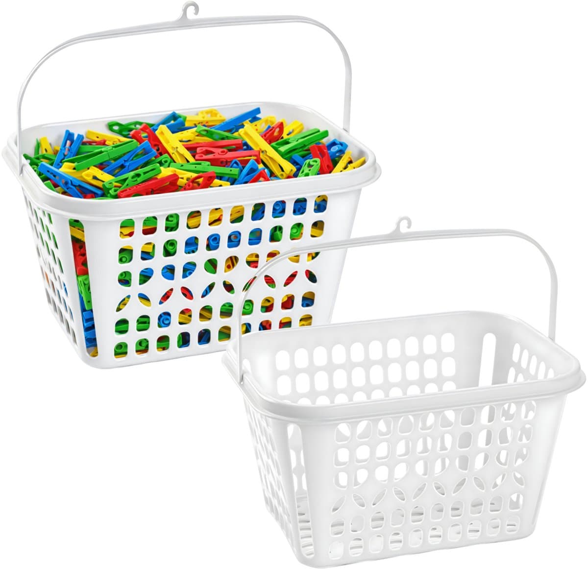 Plasticforte Knijpermandje - 2x - wit - 20 x 25 cm - kunststof - wasknijpertasje/knijperzak — afbeelding 1
