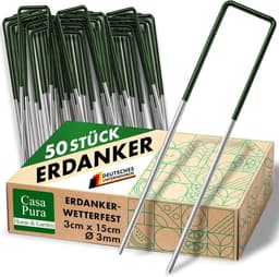 casa pura 300 grondankers, haringen voor kunstgras, onkruidvlies, hek, tent, camping en tuin, van ijzerdraad, 15 x 3 cm, stabiel en corrosiebestendig — thumbnail 2
