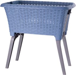 Bathroom Solutions wasmand op poten - donkerblauw - 35 ltr - 60 x 40 x 28 cm - Wasgoedmanden — thumbnail 3