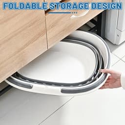 Opvouwbare plastic wasmand – Drievoudig opvouwbaar – Inklapbaar – Pop-up opbergmand – Met ventilatiegaten – Ruimtebesparend – Geschikt voor slaapkamer, woonkamer en algemeen gebruik – 28,3 x 20 x 15 cm – Grijs — thumbnail 3