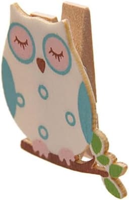 Houten Uil Klemmen - Decoratie Clips - Foto's Ophangen - Set van 4 - 3.5 cm Hoog - Multicolor — thumbnail 4