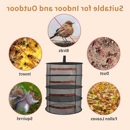 Dailygoods- Kruidenafdruiprek 4-laags - Opvouwbaar - Afdruiprek voor Planten - Duurzaam Net - Geschikt voor Kruidendrogen - Zwart/Oranje - Planten Droger — thumbnail 3
