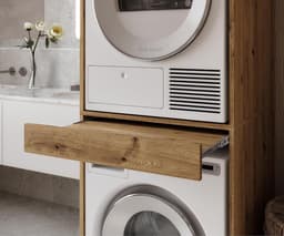 Wasmachinekast met Bord - Wastoren Opzetkast - Ruimte Optimaliseren - Uittrekbare Plank - 187x65x66 cm - Eiken Goud — thumbnail 3