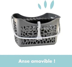 Wasknijpers Mand - Kledingknijpers - Kleding Drogen - 100% Recyclebaar Plastic - 14 cm Hoog - Grijs Wit — thumbnail 3