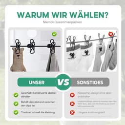 Waslijn Camping - Draagbare Waslijn - Kleding Drogen Onderweg - Antislip Ontwerp - 3.6 Meter Uittrekbaar - Zwart Paars — thumbnail 3
