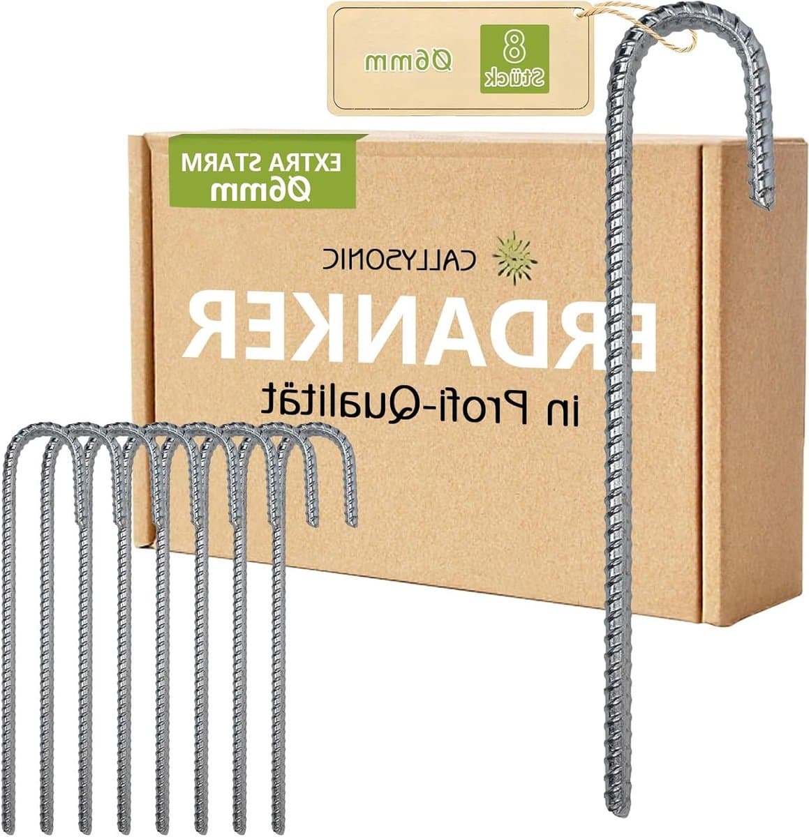 8 Stuks Grondankers - 30 cm x 6 mm J-vormige Haringen voor Tent, Trampoline, Schutting en Campinggebruik — afbeelding 1