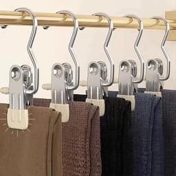 12 stuks roestvrijstalen schoenhangers, stevige wasknijpers voor in de kast, om sokken, broeken, handtassen, handdoeken en hoeden op te hangen. Draagbare cliphangers voor op reis en om spullen op te bergen. Beige. — thumbnail 2