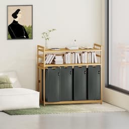 TIM® Wasmand 4 Vakken - Wasmand - Wassorteerder - Grijis - 42cm x 103cm x 100cm — thumbnail 5