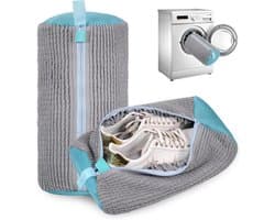 Waszak voor schoenen, herbruikbare waszak voor de wasmachine, ideaal voor sneakers en sportschoenen, 360° reiniging, grijs, set van 2 stuks