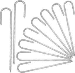 10 stuks 12 inch grondankers, stalen J haak palen, gegalvaniseerde spijkers voor trampolines, tenten en luifels — thumbnail 1