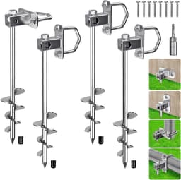 Grondanker voor Trampoline en Tent, 50 cm, Spiral, 4 Stuks, Geschikt voor Schommel, Carport en Tuinhek met Bevestigingsplaat en Ring — thumbnail 1