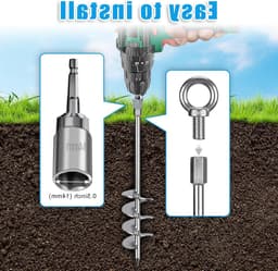 Zware Grondankers voor Tent en Trampoline - 47 cm Metaal Spiral Stake Set van 4 voor Windbestendige Bevestiging bij Camping, Schuur en Tuin met Opbergzak — thumbnail 2