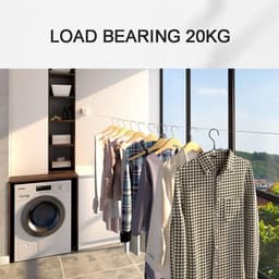 Intrekbare Waslijn - Drooglijn Muur - Kleding Drogen - Roestvrij Staal - 42 Meter - Zilver — thumbnail 4