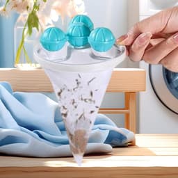 Wasmachine Filterzak - Pluisvanger Haarverwijderaar - Kleding Reinigen - Drijvend Ontwerp - 9.5 x 9.5 x 16 cm - Wit — thumbnail 5