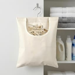 Wasknijperzak - Wasknijperhouder - Was ophangen - Met haak - 32 x 28 cm - Beige — thumbnail 5
