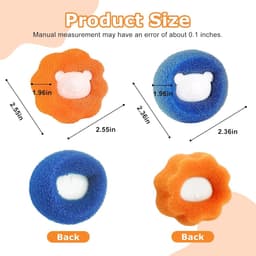 Wasmachine Haarverwijderaar - Wasballen Set - Kleding Reinigen - Herbruikbaar Ontschilferend Ontwerp - 10 Stuks - Oranje Blauw — thumbnail 2