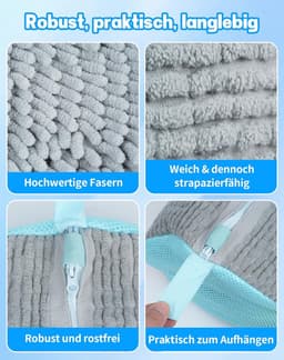 2 stuks schoenwaszakken, wasmachine, schoenenzak, 40 x 20 cm, met ritssluiting, waszak, 360 graden reinigingsdweil, sneakers, waszak voor alle soorten schoenen en maten, herbruikbaar, robuust, grijs — thumbnail 3