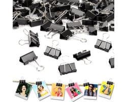 Set van 50 Zwarte Metalen Documentenclips 25mm - Sterke Binderclips voor Papieren en Foto's