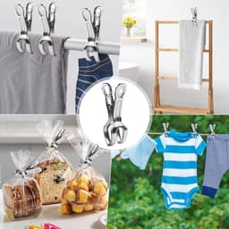 6-pack Keukendoekclips – Robuuste roestvrijstalen doekclips - ideaal voor in de keuken, aan ovenhandgrepen, handdoekrekken in de badkamer, vaatwassers en fornuizen - om te voorkomen dat handdoeken eraf vallen – Zilver — thumbnail 4