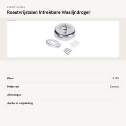 Dailygoods- Waslijndroger Roestvrij staal - Intrekbare Kledinglijn - Buitenkleding/Binnenshuis - Lijnlengte 2,8 m - Inclusief Schroeven - Lichtgewicht 240 g — thumbnail 5